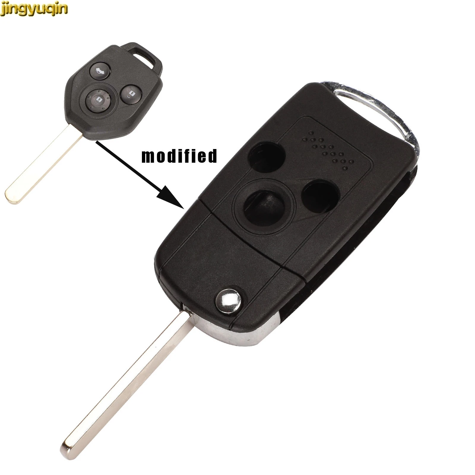 Jingyuqin Upgrade Modified Flip Car Key Shell for Subaru Forester 2008-2014 Impreza Outback Xv Legacy 3 Button Remote Key Case