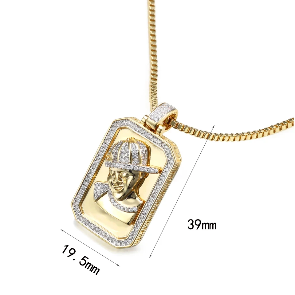 Hip-Hop Rapper Portrait Pendant Necklace Iced Out Pendant Fashionable and Cool Men's Punk Style Charm  Jewelry Gift   ﻿