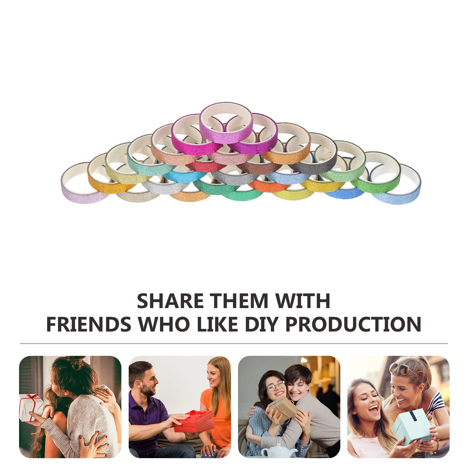 

30 Rolls Decorative Washi Tape Glitter Finish Reusable Adhesive Paper for Journaling Bible Art DIY Craft Projects Stationery