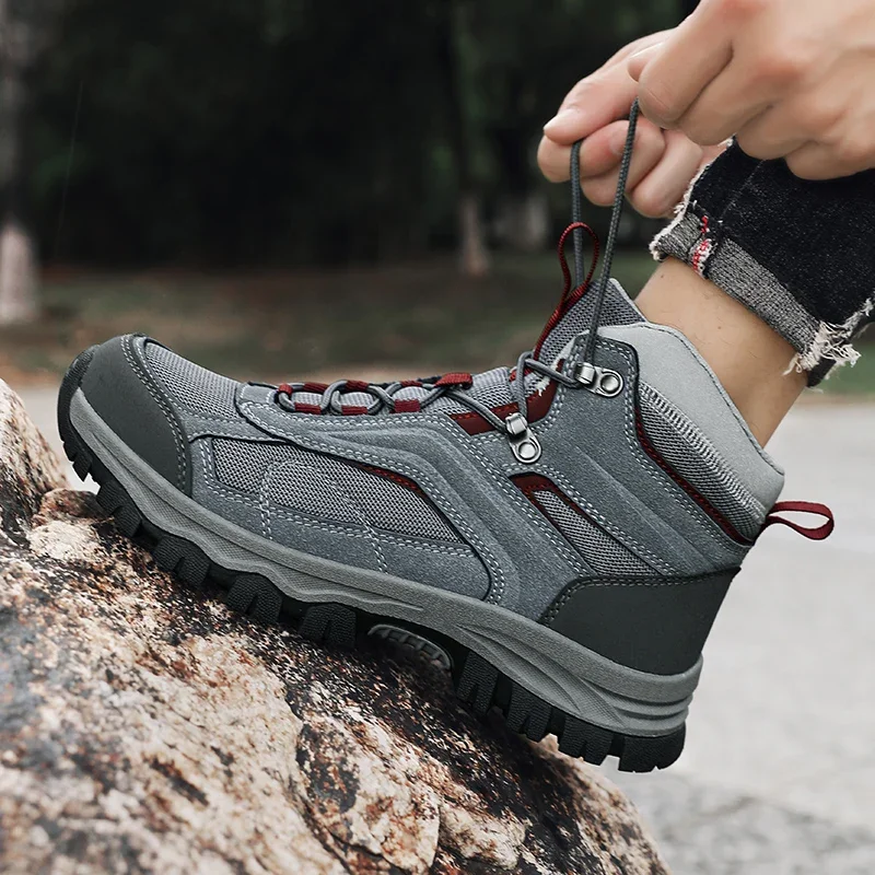 High Quality Men's Boots Outdoor Non Slip Hiking Boots Fashion Casual High Top Men's Boots Wear-resistant Sneaker Botas Hombre view 5