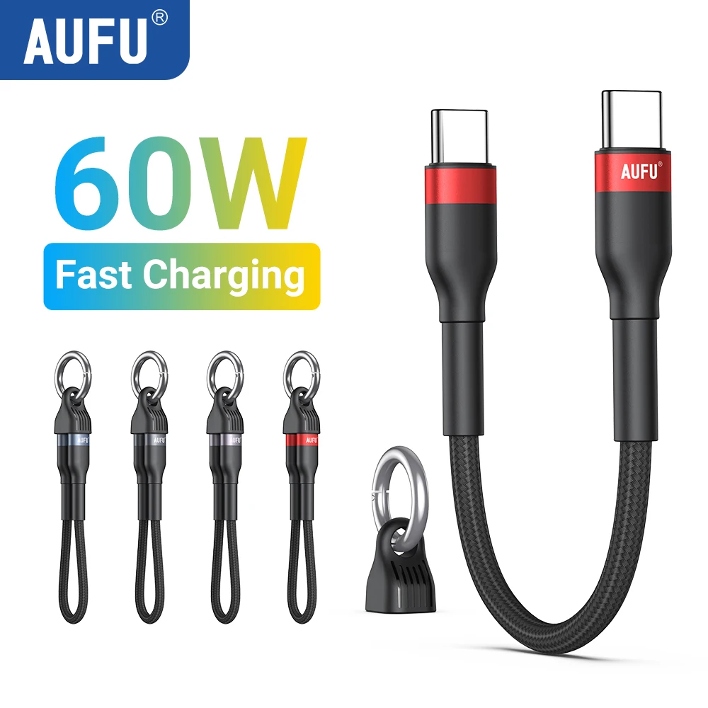 

AUFU 60W USB C to Type C Cable PD3.0 Quick Charge Short Cable For iPhone 16 15 Macbook Samsung Xiaomi Huawei Extension Data Cord