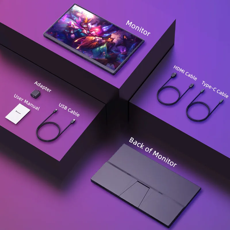 Портативный монитор Adreamer, 15,6-дюймовый IPS 1080p 60 Гц, второй экран ноутбука, 16:9, низкий синий свет для XBox PS4/5 Switch Samsung Dxe