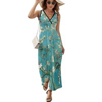 Vincent Van Gogh Oil Painting Dress Almond Blossoms Party Maxi Dress Street Bohemia Long Dresses High Waist Oversize Clothes