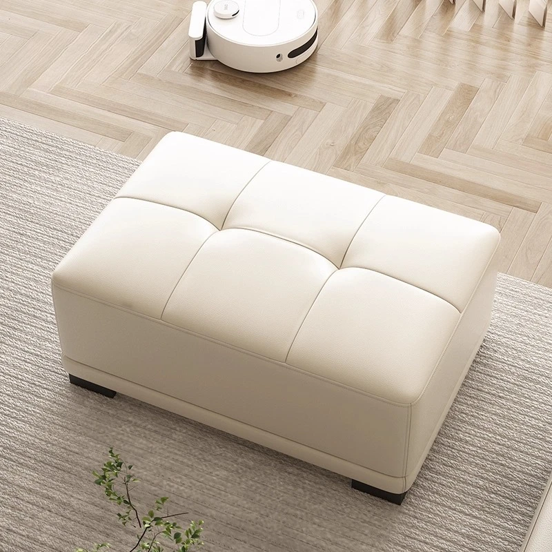 Modern simple furniture leather stool comfortable sofa solid wood living room sofa cloakroom splicing shoe changing stool