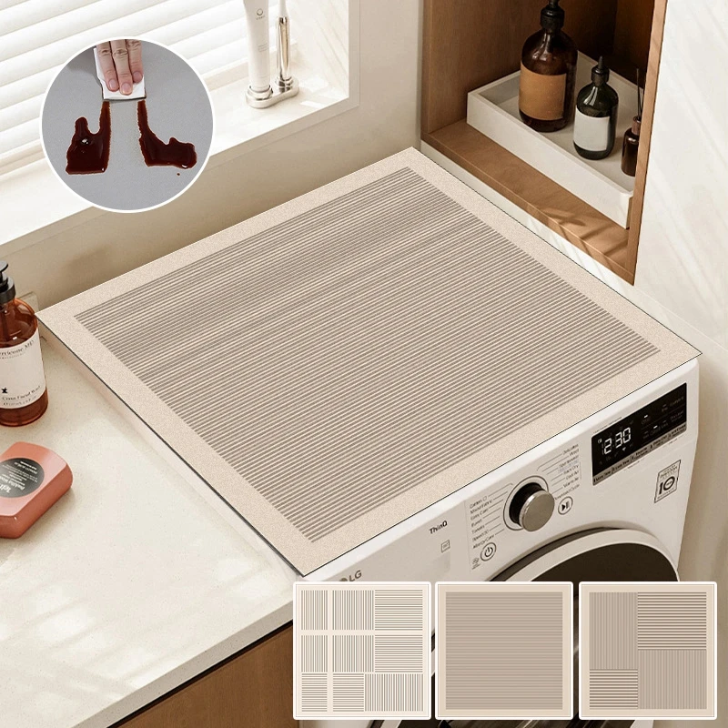 Non-slip Washing Machine Cover Waterproof Oven Microwave Dust Mats Table Placemat Kitchen Drain Pad Faux Leather Dust Proof Mat