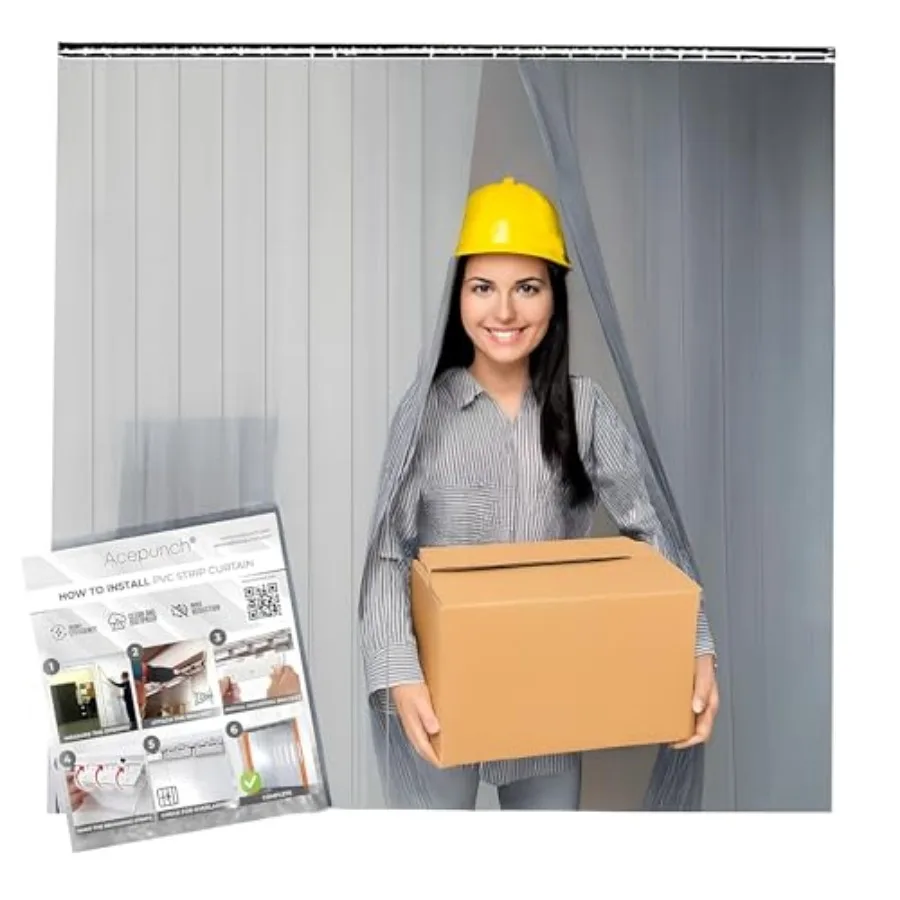

4x7' Clear PVC Curtain Set Complete Strip Kit 48" x 84" Heavy Duty Plastic Curtains for Walk-in Freezer, Warehouse, Storage Uni