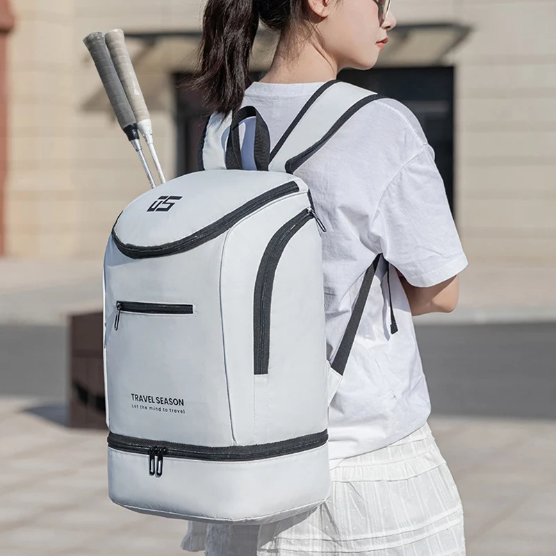 Badminton Racket Sports Backpack with Shoes Pocket Outdoor Travel Communting Shopping Camping Bag Large Storage Laptop Schoolbag