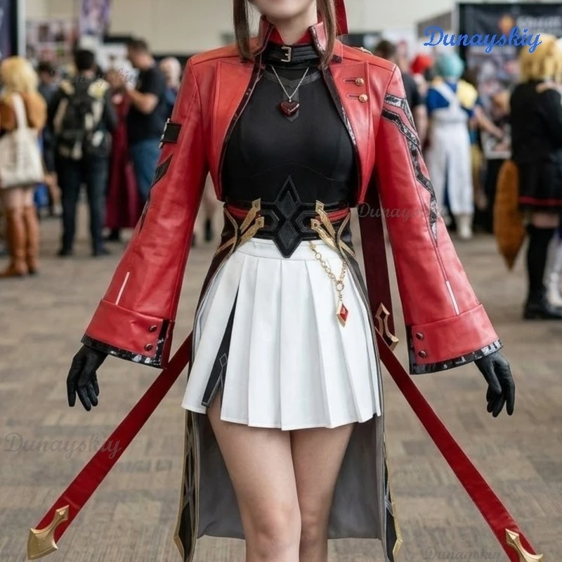 Cosplay Anime Honkai Star Rail x Fate/stay night Rin Tohsaka, ensemble complet – Perruque + Manteau de combat + Jupe, costume de cosplay d'Halloween pour femme