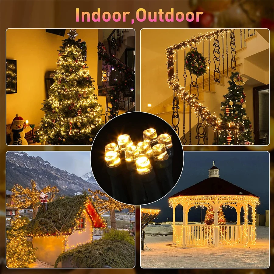 30M 1500LEDs Christmas Garland String Lights 8 Modes Outdoor Firecrackers Fairy Lights for Garden Party Wedding New Year Decor