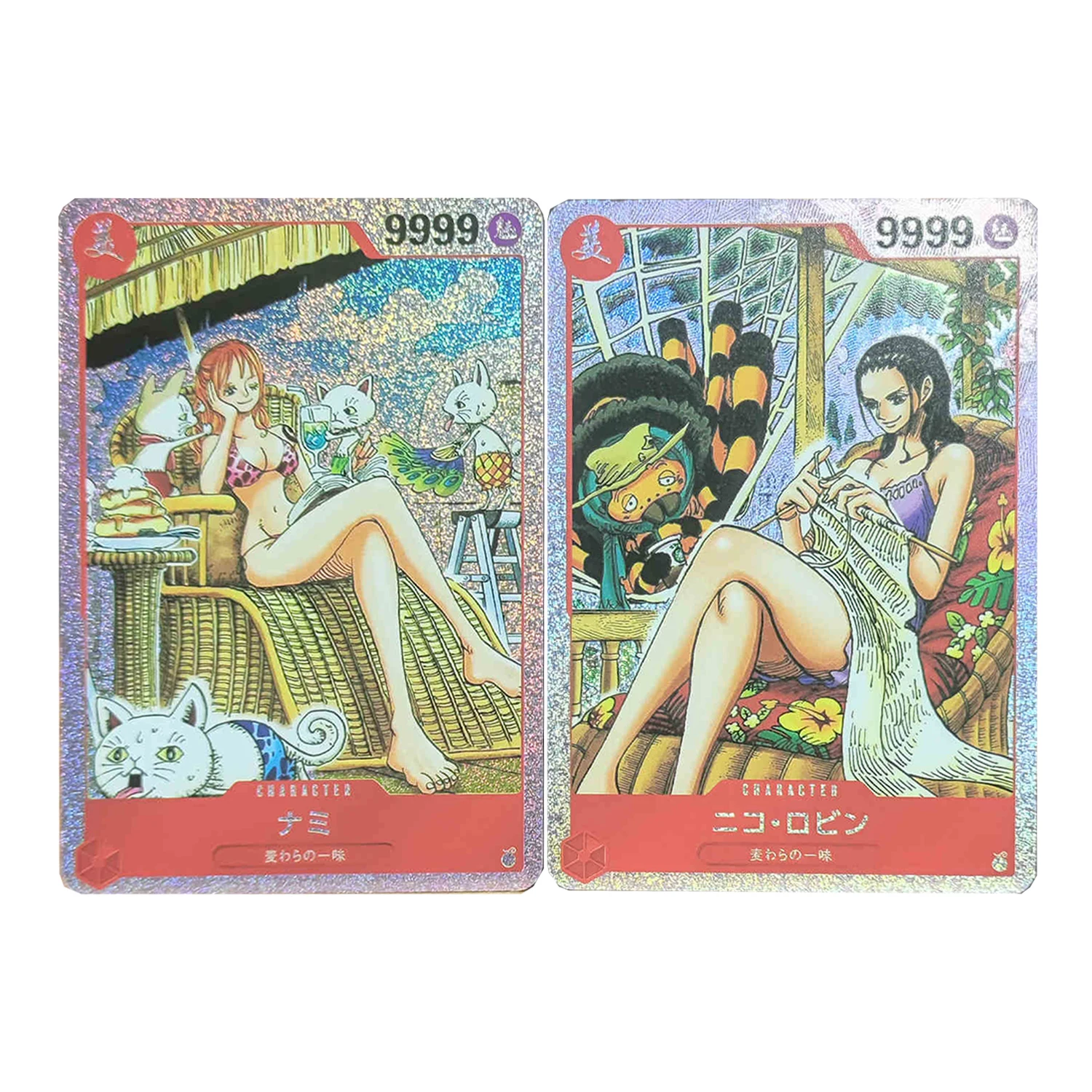 2 Pz/set Fai Da Te Self Made One Piece Nami Tcg Costume Da Bagno Collezione Carta Rifrazione Colore Flash Robin Anime Carte Regalo Giocattoli