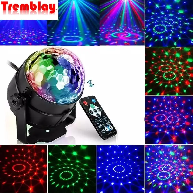 Sound Activated Rotating Disco Light Colorful LED Stage Light 3W RGB Laser Projector Lamp DJ Party Light for Home KTV Bar Xmas