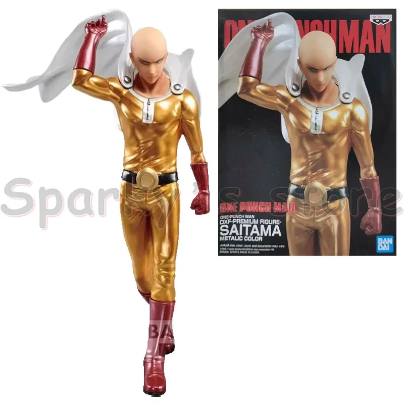 Bandai-Anime Action Figure Toys para Crianças, DXF Premium Original FIGURE-SAITAMA, Cor de Metal, One Punch-Man, Saitama, Presentes