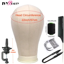 Canvas Block Head Training Mannequin Head For Wig T Pins Wig Install Kit Display Styling Mannequin Manikin Head Wig Head Stand