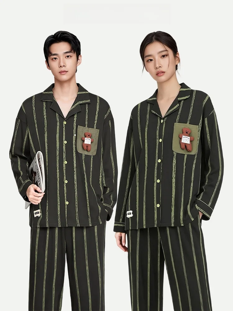 PinkBread Couples Sleepwear Long Sleeve Modal Cotton Home Clothes Women's Outwear Spring Autumn Comfortable Soft Moisture Wic...