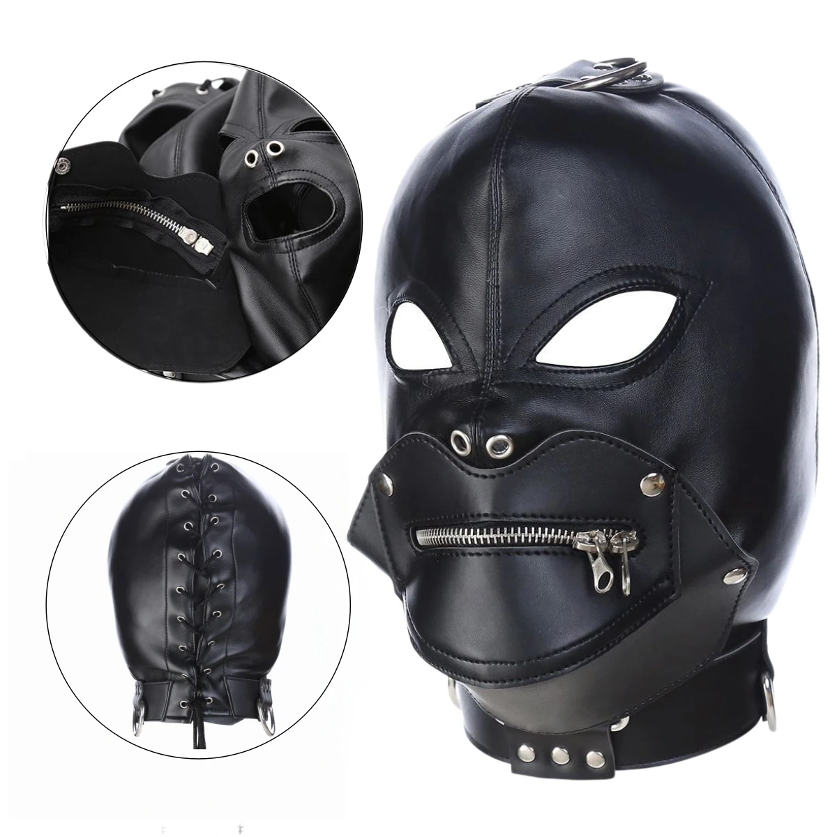 Unisex Men's Soft Full Face Mask Black Mysterious Sexy Cosplay Mask for Halloween Party Stage Prop Gaming Fun Role Play Events