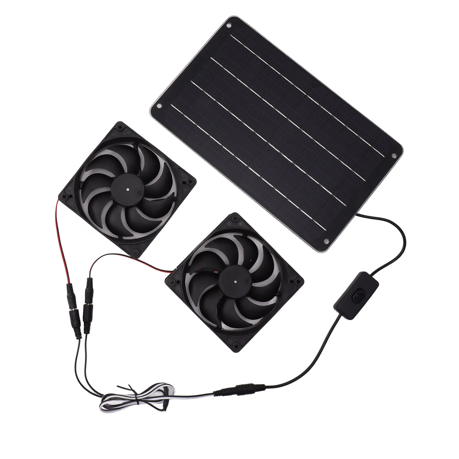20W Solar Powered Dual Fan 12V Kit ventola a pannello solare a risparmio energetico efficiente con interruttore per camper serra Pet Home