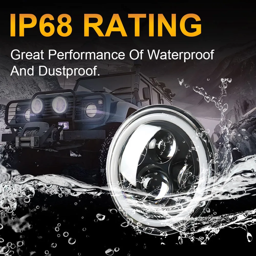 Full circle 4-bead Wrangler headlights, motor lights, motorcycle modified 7-inch angel eye LED headlights, work lights