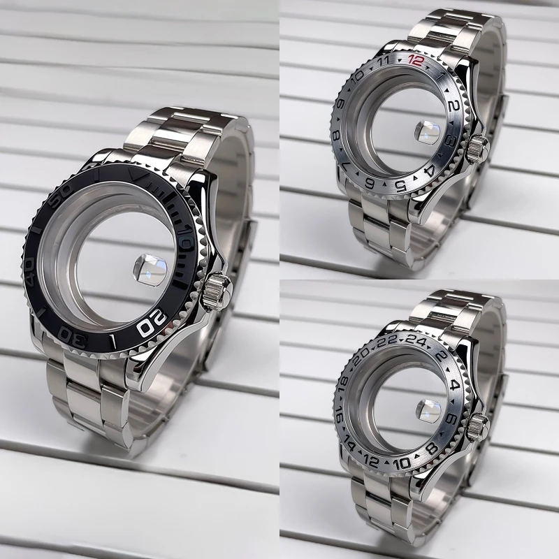 

40mm NH35 Case Two-Way Rotating YM Bezel Stainless Steel Strap Rubber Strap Sapphire Glass NH35 NH36 NH34 Movement Watch Case