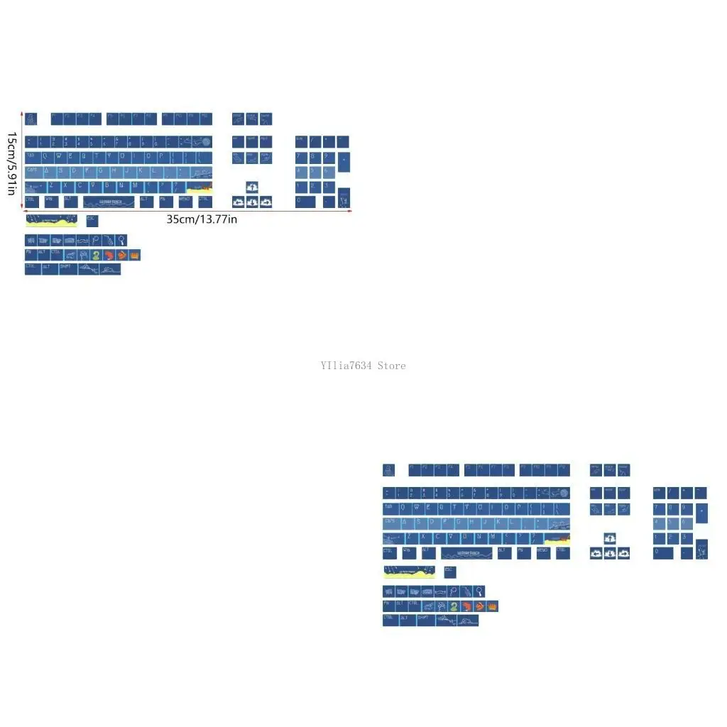 

128PBT Термосублимационный профиль XDA Синий колпачок для плавания для механических клавиатур Гладкие и маслостойкие колпачки из