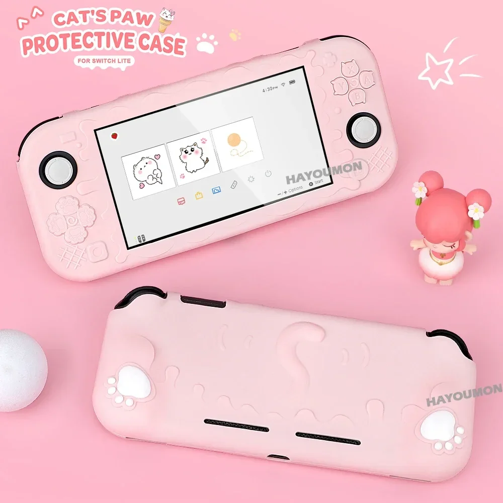 NEW Dark Brown For Switch Lite Silicone Case Cat's Paw Soft TPU Protective Cover Non-Slip Grip Shell For NS Lite Gaming Access