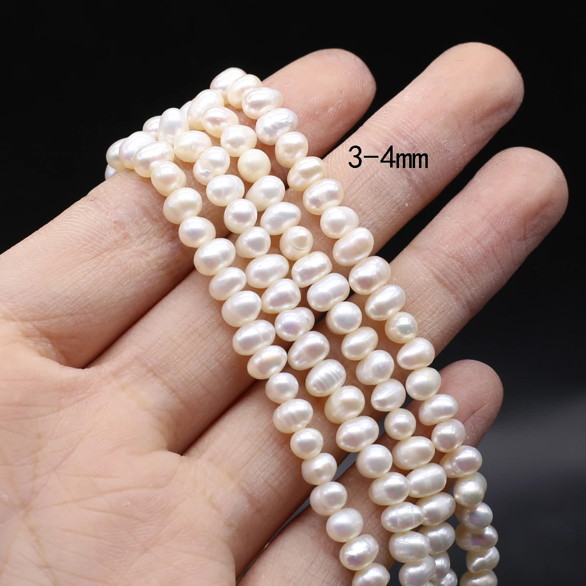 Natural Freshwater Pearl Beaded 3-4mm Elliptical shape Punch Loose Beads for Make Jewelry DIY Bracelet Necklace Accessories