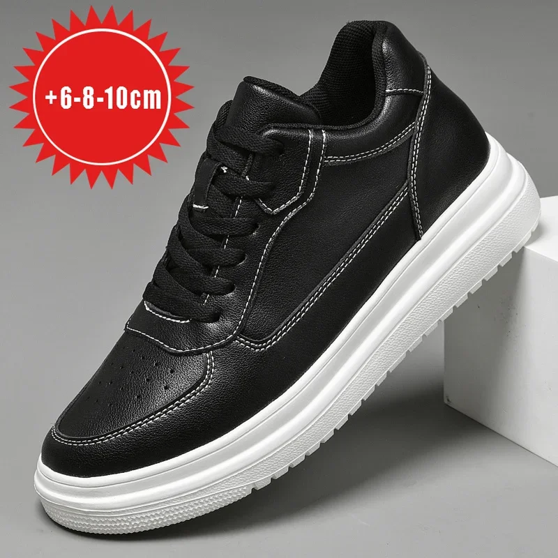 Genuine Leather Heighening Elevator Shoes Men Invisible Increasing Insole 6 8 10cm Sneakers Elevate Taller Lift Leather Shoes