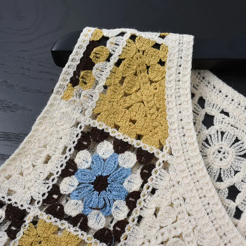 Granny Square Crochet Vest Top Sheer Open Knit Sleeveless Button-up Blouse Cardigan Women Summer Fairycore Cottagecore Outfit