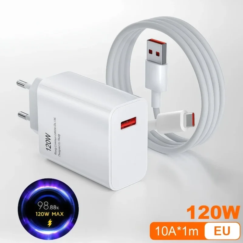 شاحن أصلي 120 واط، 5G، شحن فائق السرعة، محول EU، كابل Type C، مناسب لأجهزة Mi 13t و12s وRedmi Note 14 و13 و12 Pro Plus - 4