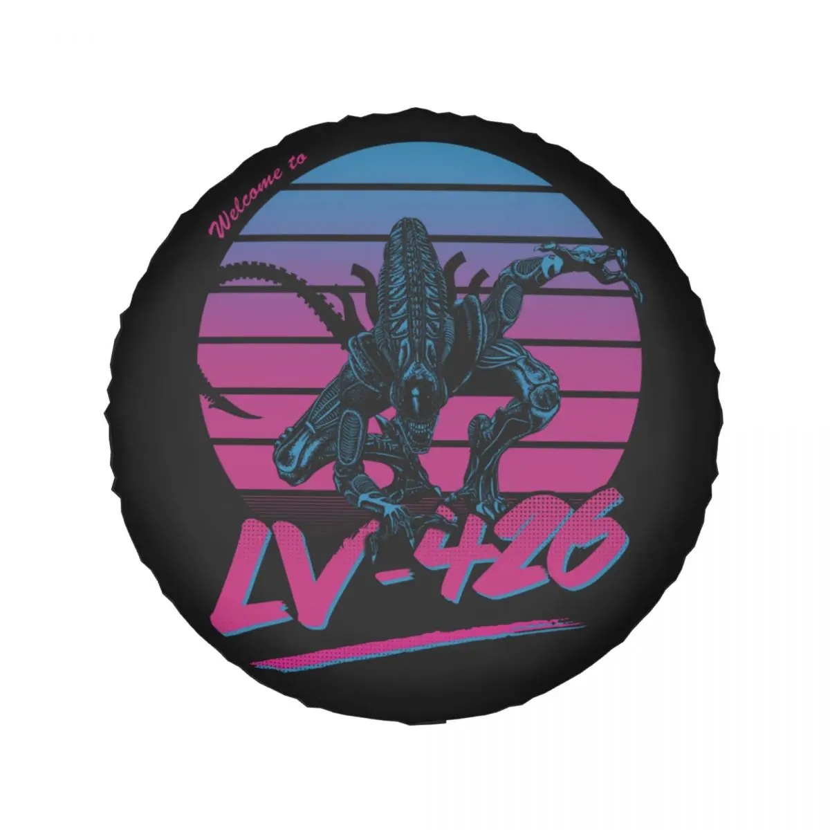 Capa de pneu sobressalente de néon xenomorph para jeep pajero personalizado synthwave estrangeiro aliança impermeável à prova de