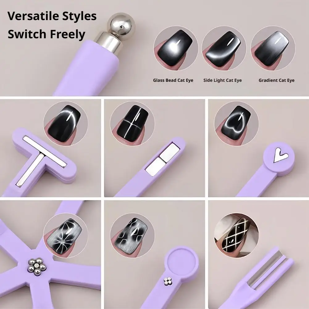 8in1 Five-Pointed Star Glass Bead Nail Art Cat Eye Special Cross Eight-in-One Magnet Strong Fancy Multifunctional Magnet