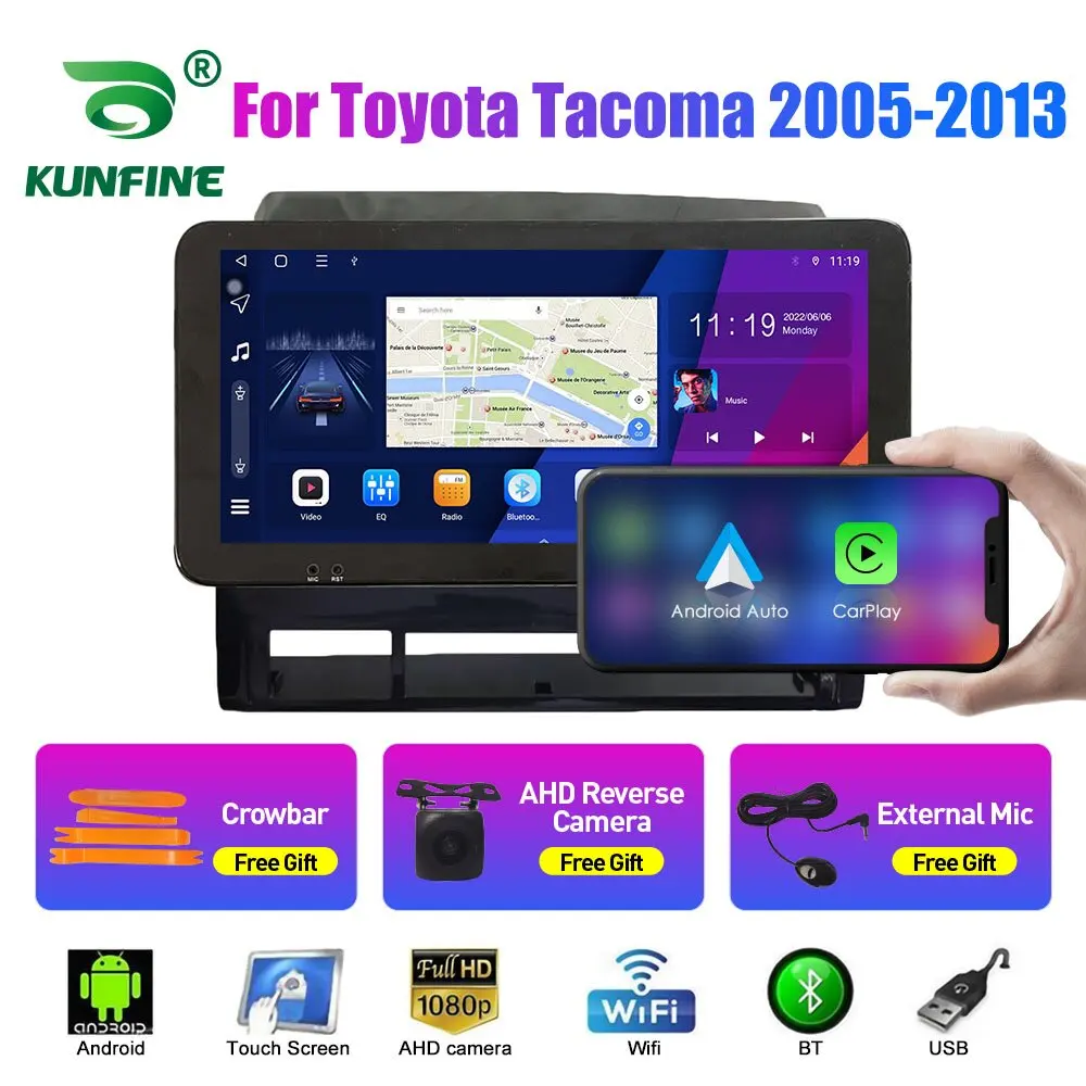 

10,33-дюймовый автомобильный радиоприемник для Toyota Tacoma 2005-2013 2Din Android, восьмиядерный автомобильный стерео DVD, GPS-навигатор, плеер QLED, экран Carplay