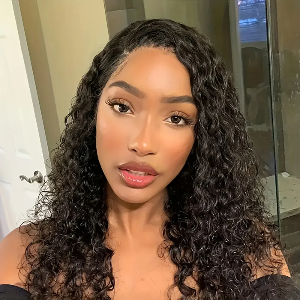 

Парик-каре из натуральных волос с глубокими кудрями, 13x4, с фронтальной шнуровкой, из необработанных человеческих волос, предварительно выщипанный, с HD прозрачной шнуровкой