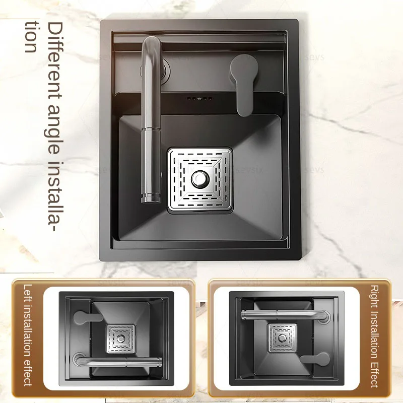 Nano Kitchen Sinks Handmade Sink 304 Stainless Steel Small Single-slot Kitchen Bar Built-in Wash Basin Under Counter Basin y