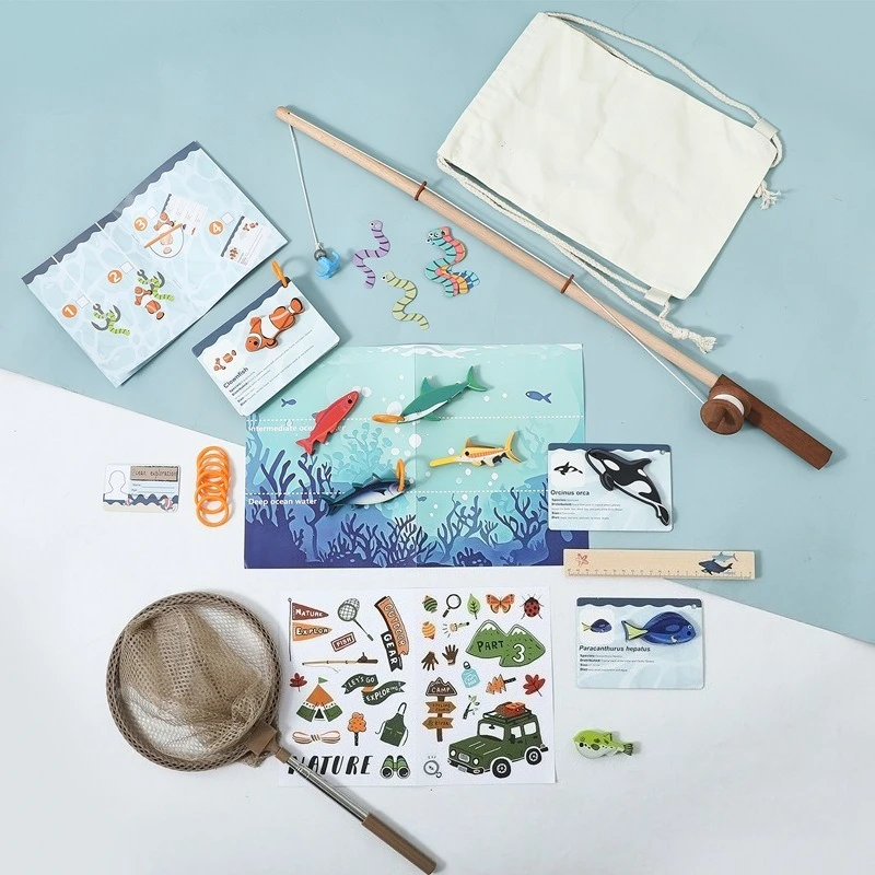 Magnetic Fishing Toy Set Shape Matching Patience Focus Wooden Montessori Educational Toy Kids Toddler Interactive Cognition Game