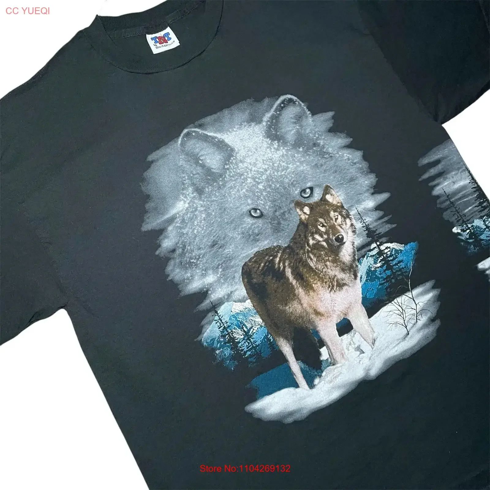 Vintage 90s Wolf Nature Wrap Around Howling T Shirt Size XL vintage Washed Unisex Soft Slightly Breathable Stylish homme