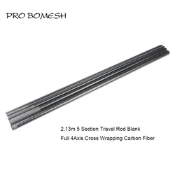 Pro Bomesh 1 Set M 2.13m 7FT1 5 Section Full Kevlar Wrap Carbon Fiber Travel Fishing Rod Blank DIY Building Component Cane