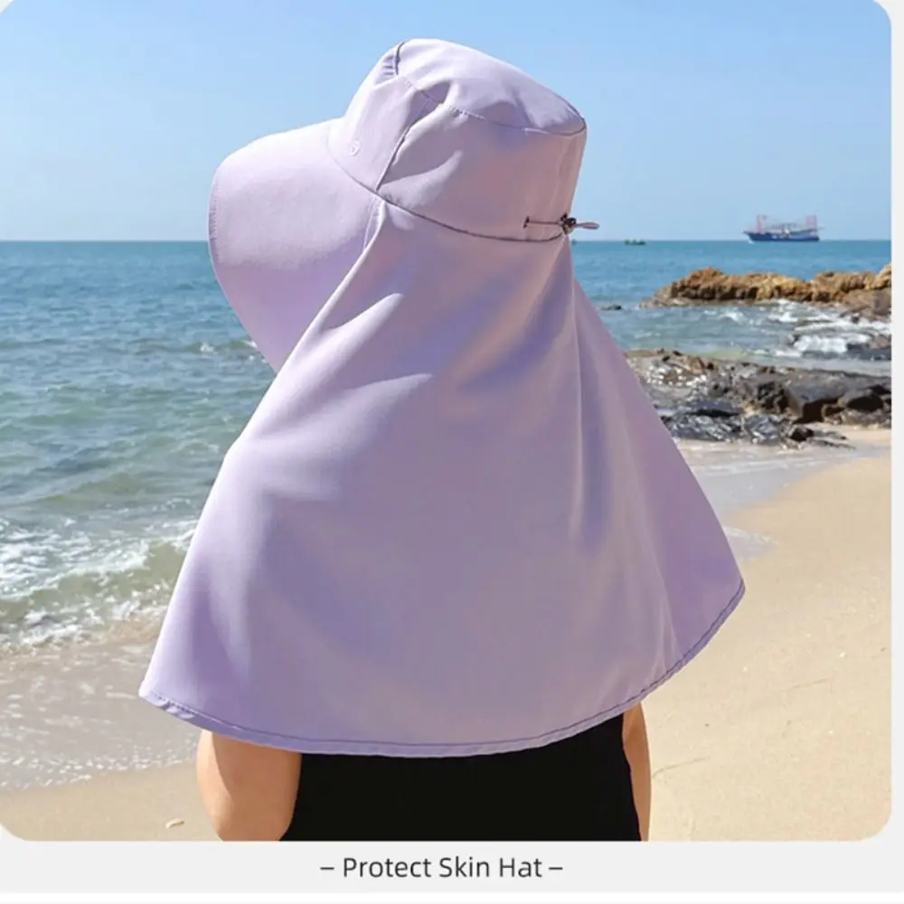 Wide-Brimmed Shawl Fisherman Hat Full Face Sun Protection Adjustable Mask Hat Face Cover Sunscreen Sunshade Sun Hat Summer