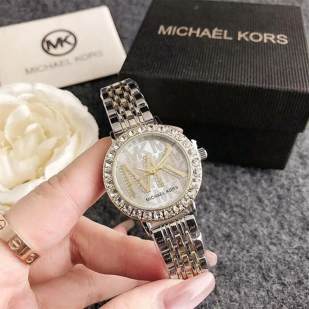 Michael Kors Women Fashion Wristwatch Diamond Setting Design Quartz Watch Luxury Business Style Chronograph Lady Exquisite Gift