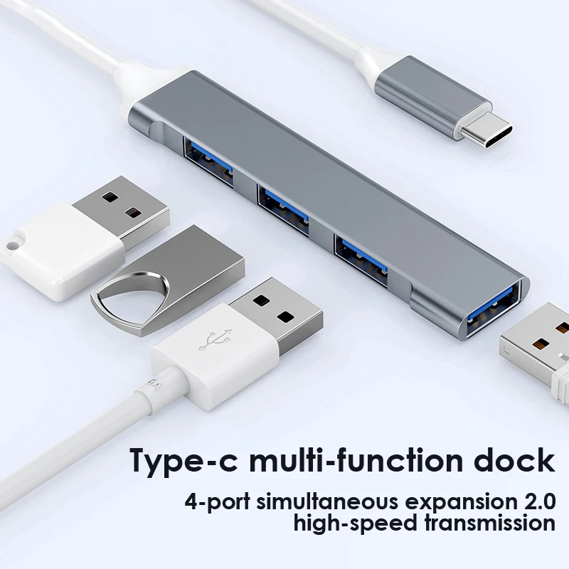 1/2/3PCS 3.0 Hub USB Hub 4 Port High Speed Type c Splitter 5Gbps For PC Computer Accessories Multiport HUB 4 USB 3.0 2.0 Ports