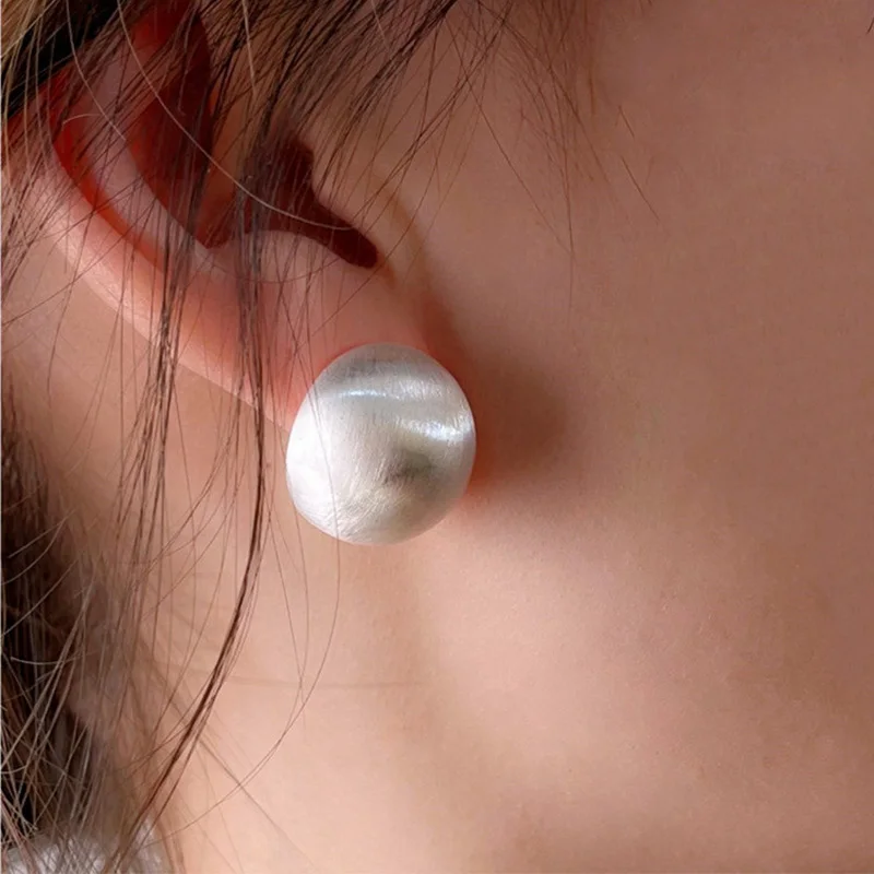 Foxanry Minimalist Scrub Ball Geometric Stud Earrings For Women Creative Trendy Temperament Classic Daily Party Jewelry Gifts