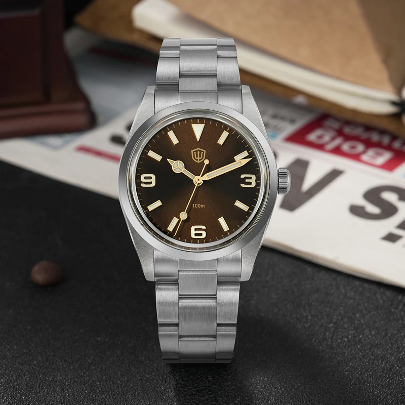 Watchdives WD1016 V2 Watch VH31 Quartz Movemet 100m Waterproof Stainless Steel Slim Case BGW9 Luminous 37mm Vintage Watches