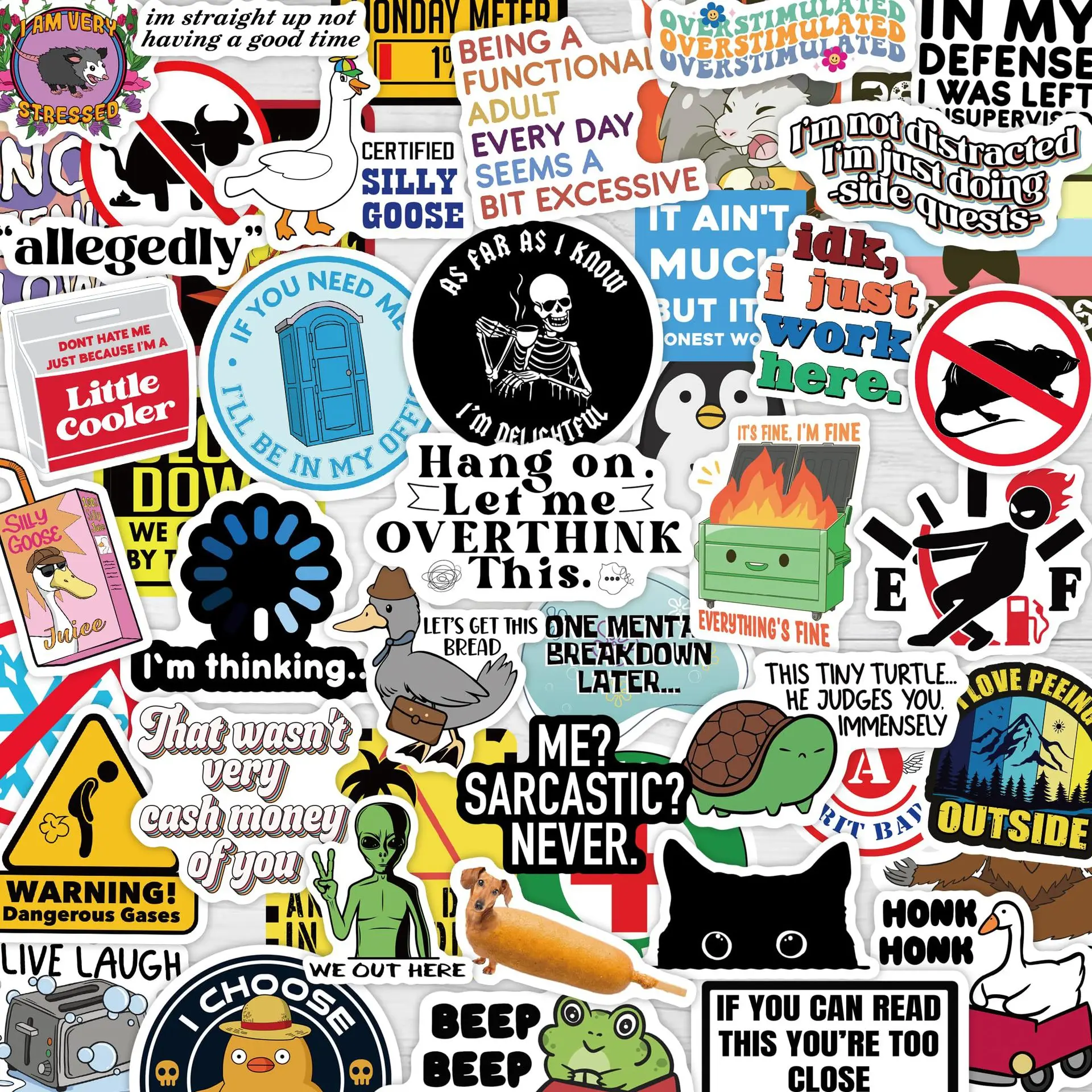 50 Stück Lustige Sarkastische Meme-Aufkleber Cartoon-Sticker Dekoration DIY Notizbuch Kühlschrank Telefon Fahrrad Laptop Gitarre Graffiti-Aufkleber