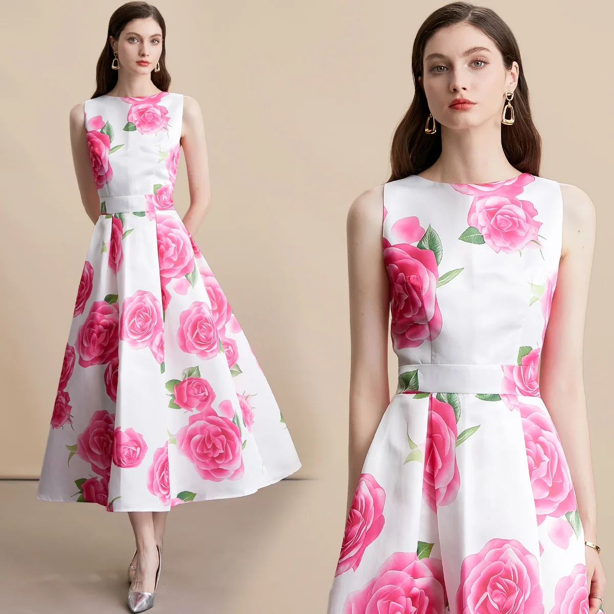 กระโปรงยาวทรงเอ พิมพ์ลายดอกไม้ ทรงเอวสูง สำหรับผู้หญิง เหมาะสำหรับงานวันเกิด งานปาร์ตี้ หรือใส่เดินเล่น