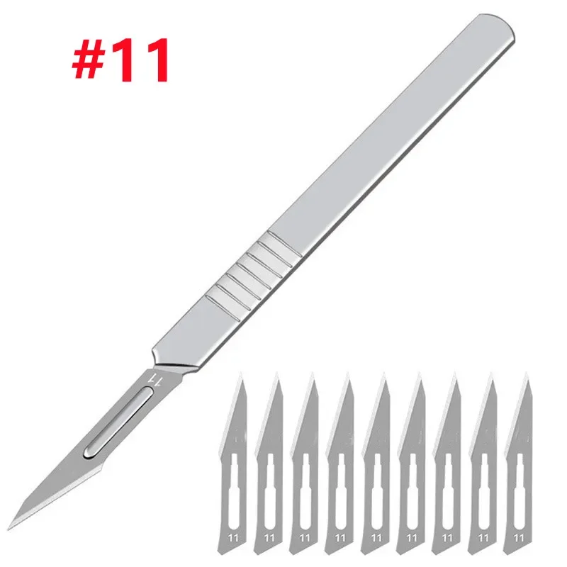 11# 23# Industrial Carbon Steel Scalpel Blades Stainless Steel Handle Scalpel for Biology Anatomy Practicing Cutting Sculpting