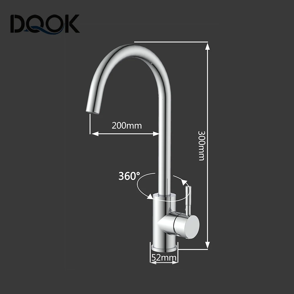 DQOK Black Kitchen Faucets Stainless Steel Kitchen Mixer Single Handle Single Hole Kitchen Faucet Brushed Nickle Mixer Sink Tap