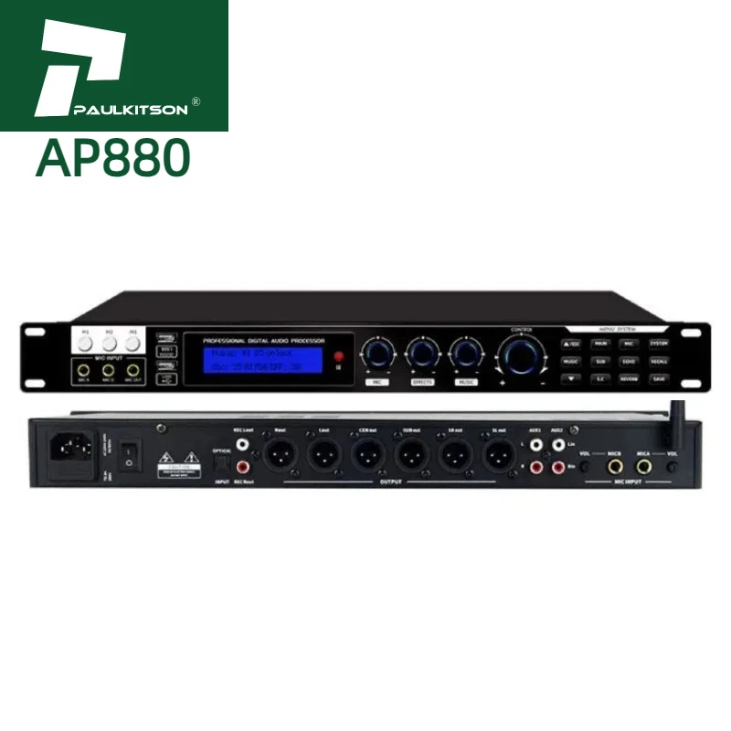 Professional Digital Sound System Audio Processor Preprocessor AP880 DSP Audio Effects Metal Material