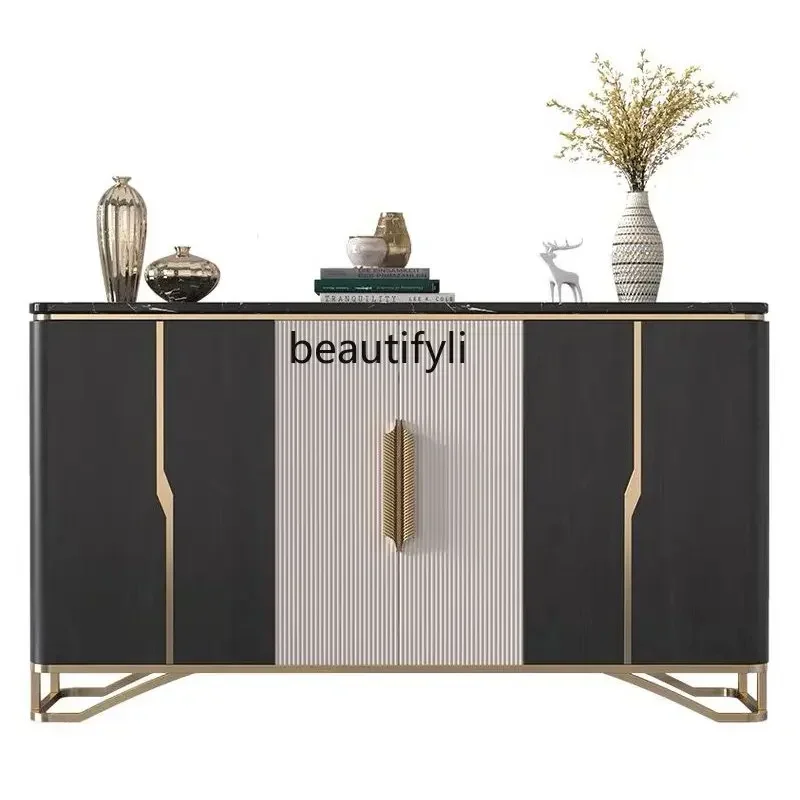 D178  Y  Marble Solid Wood Entrance Cabinet Modern Minimalist Curio Cabinet Home Living Room Shoe Cabinet Wall Sideboard