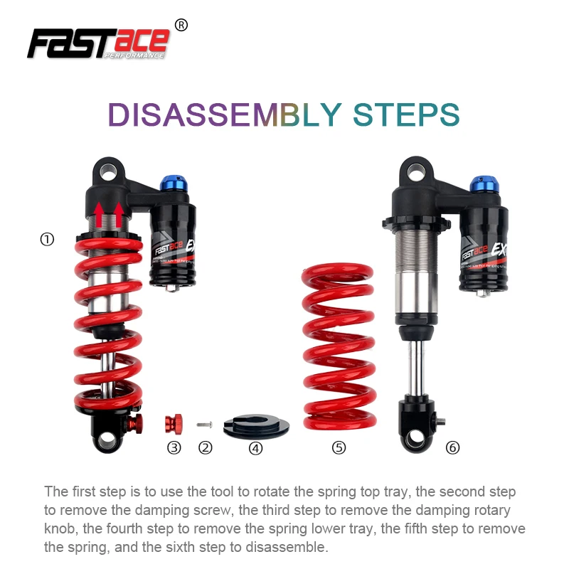 Fastace MTB Shocks Absorber BDA53RC190/200/210/220/240mm 550lbs Downhill spring Suspension Mountain Bike Shock Absorber Rear Gut