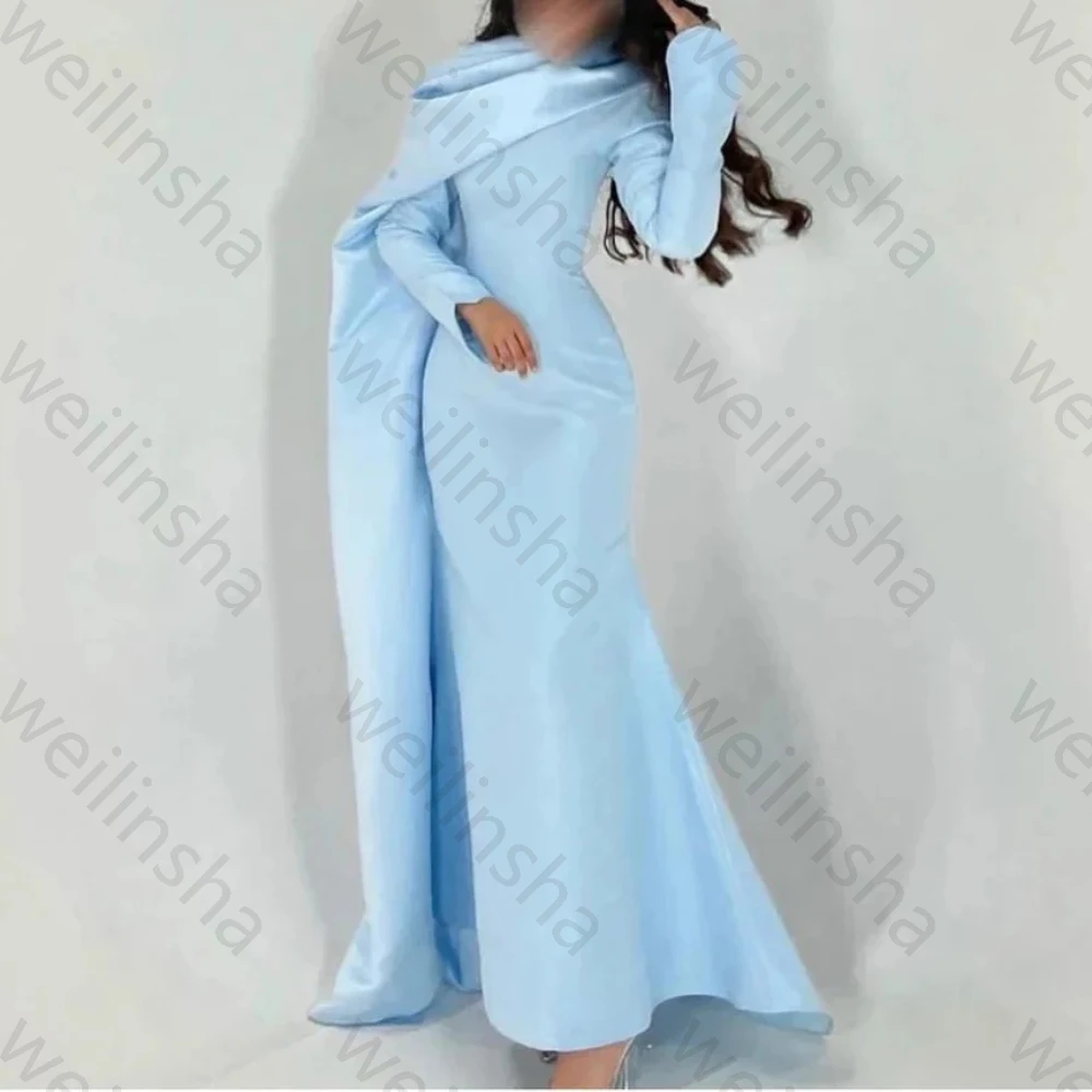 Elegante o-pescoço mangas compridas vestidos de noite sexy sereia vestido de celebridade requintado de alta qualidade vestido de festa de baile feminino personalizado