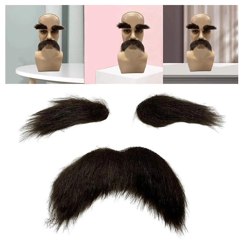 Eyebrows Kits Cosplay Props Decoration Fake Mustache Set Facial Hair For Club Activities Masquerade Costume Party Halloween Male image 4